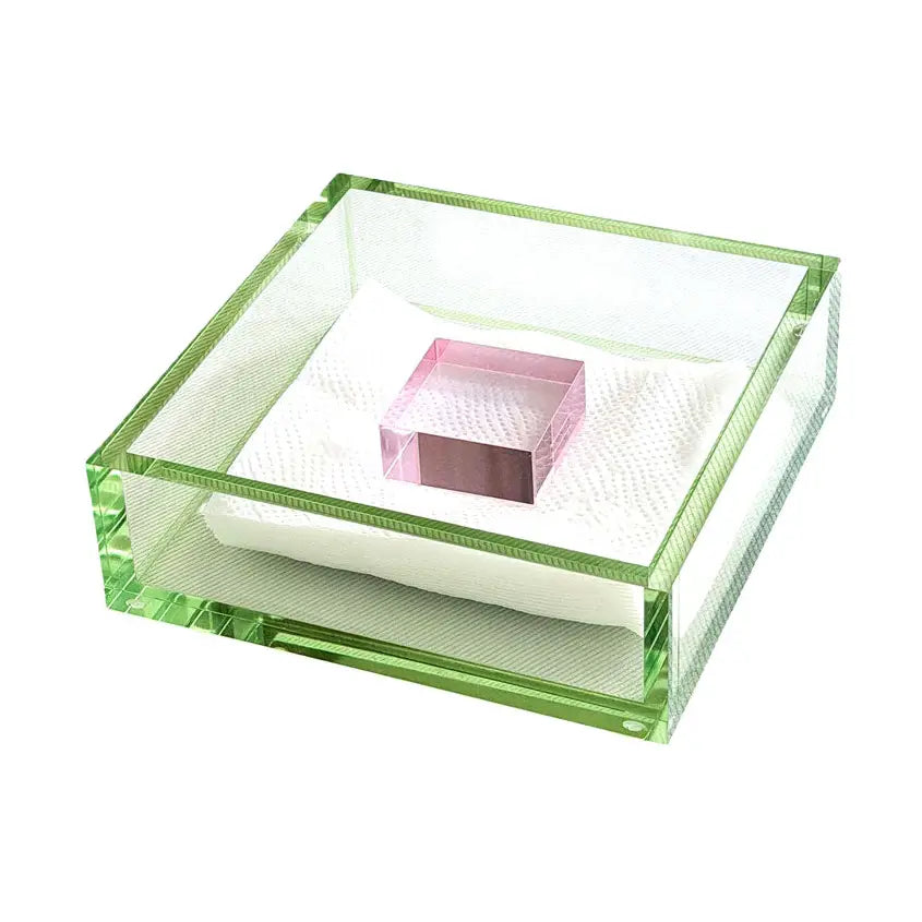 Lucite Napkin Holder with Block Weight