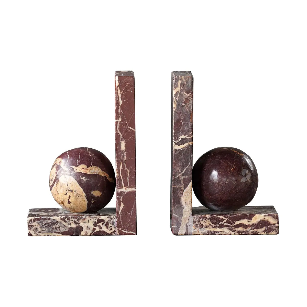 Rosso Levanro Sphere Bookend, Pair